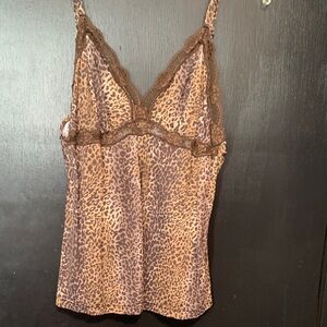 Y2K Leopard Print Lace Trim Cami